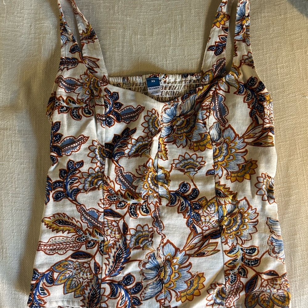Old Navy Women's Floral Camisole - Cream and Blue